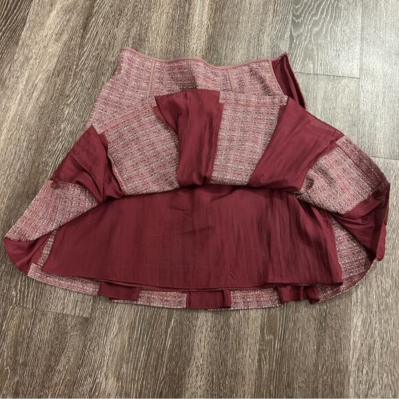 EUC Tocca Pleated Wool Skirt Size 4 Burgundy Tweed Silk Lined Classic Silk Lined - Picture 3 of 6